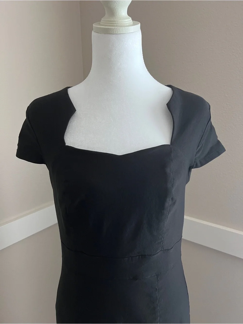 Grace Karin Vintage Black Cap Sleeve Sweetheart Neck Dress - Size Large